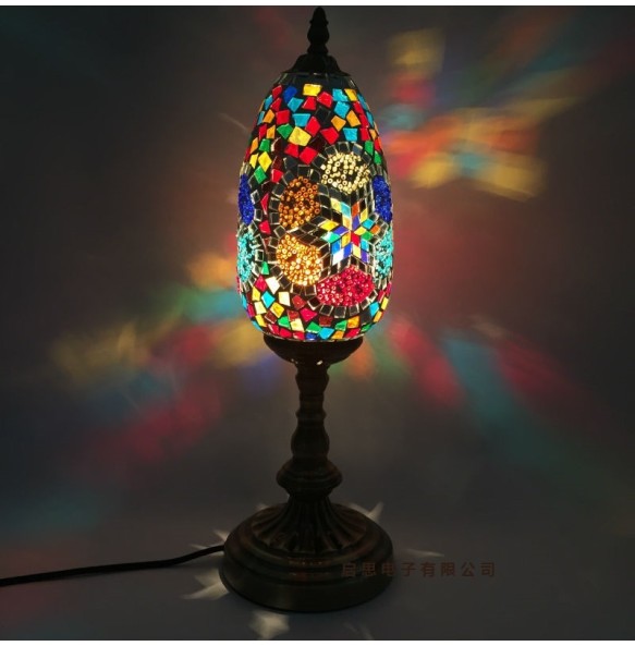 Oval Turkish Mosaic Table Lamp Vintage Art Deco Handcrafted Lamparas De Mesa Ball Glass Romantic Bed Light Led Night Lampe