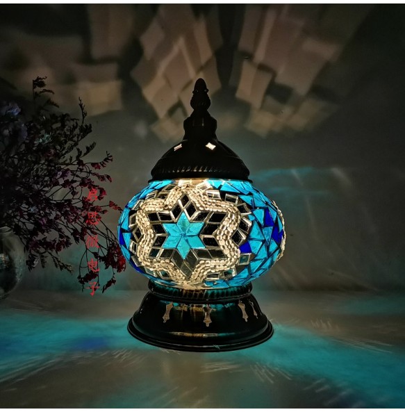 New Style E14 Hand-inlaid glass mosaic bedroom living room decorative Night Lamps of Mediterranean style Turkish Lamps