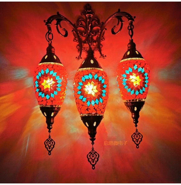 3 Heads Turkish Mosaic Wall Lamps Luminaria Applique Murale Intérieur Led Lampara Bedroom Living Room Balcony Aisle Decor Light