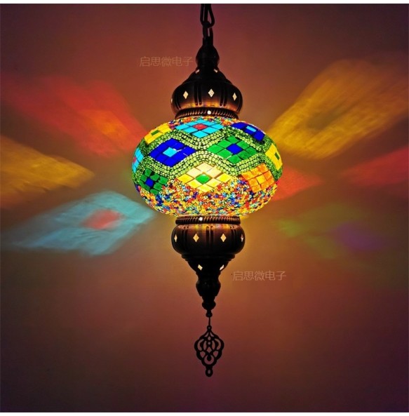 Big Size Turkish Mosaic Pendant Lamp Vintage Art Deco Handcrafted Lamparas De Mesa Glass Romantic  Light Lamparas Con Mosaicos