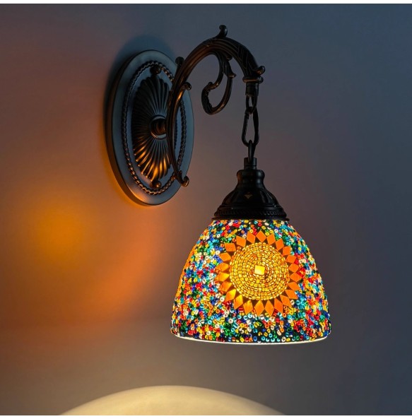 Turkish Mosaic Wall Lamp Handcrafted Glass Luminaria Led Wall Light Corridor Sofa Background Lighting Home Room Decor Lampe