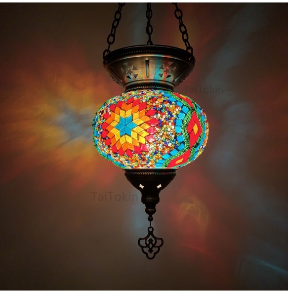 Big Size Turkish Mosaic Pendant Lamp Vintage Deco Handcrafted Lampe De Mesa Glass Romantic Light Lamparas Colgantes Para Techo