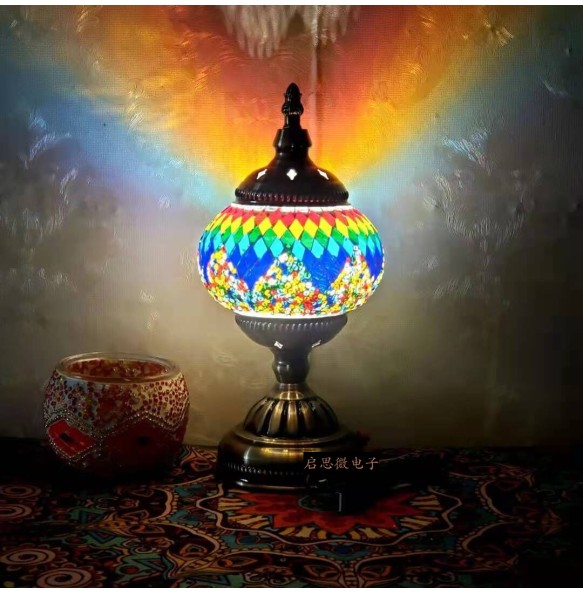 DIY USB Rechargeable Turkish Mosaic Table Lamp Handcrafted Camping Light Gift For Kids Lamparas Bedroom Decoration Night Light