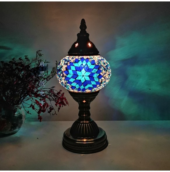 New Style Turkish Mosaic Table Lamp Vintage Art Deco Handcrafted Lamparas De Mesa Glass Romantic Bed Light Lamparas Con Mosaicos