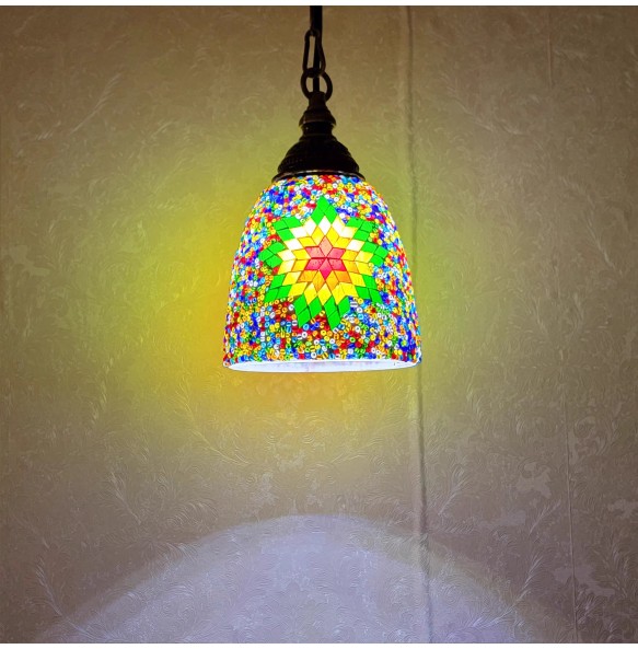 Newest Mosaic Pendant Lamp Vintage Art Deco Handcrafted Lamparas De Mesa Glass Romantic Light Lamparas Con Mosaicos Home Decor