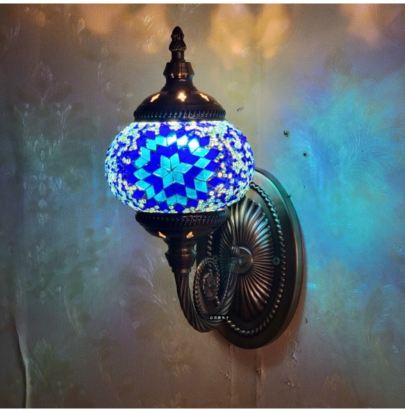 New Turkish Mosaic Wall Lamp Handcrafted Glass Luminaria Led Wall Light Corridor Sofa Background Lighting Home Room Decor Lampe