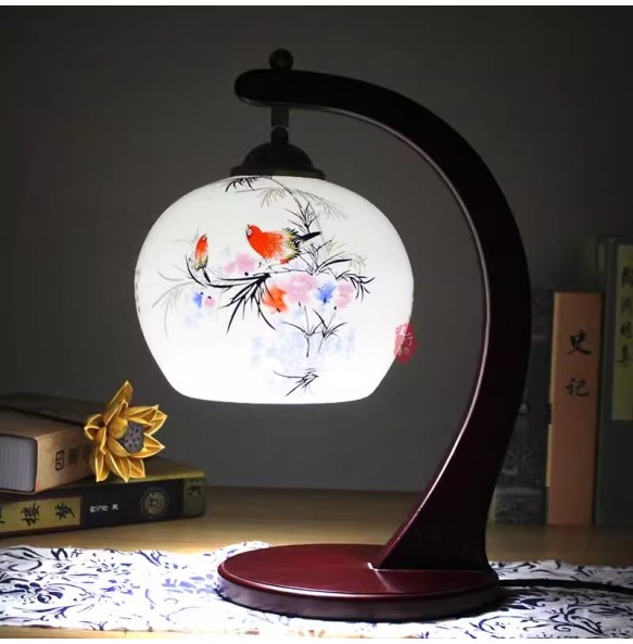 Chinese Vintage Ceramic Table Lamp Bedside Light Living Room Study Room Kids Room Retro Fashion Ceramic Table Lamp