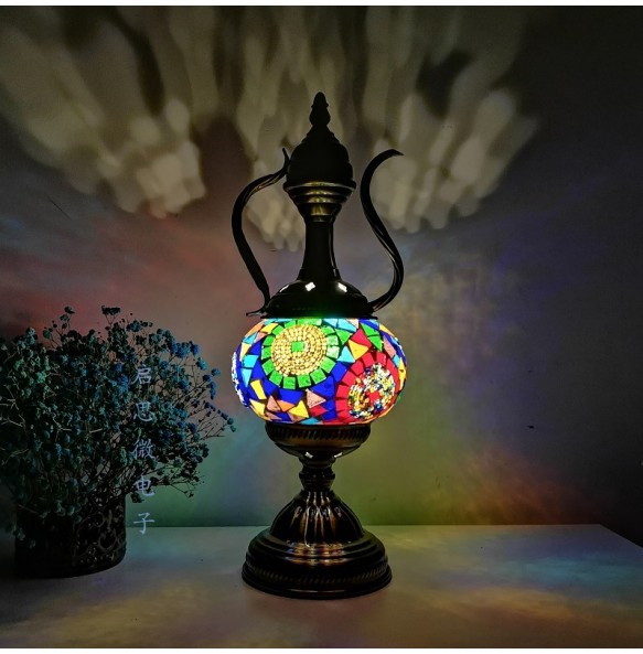 Newest Mediterranean style Art Deco Turkish Mosaic Table Lamp Handcrafted mosaic Glass romantic bed light