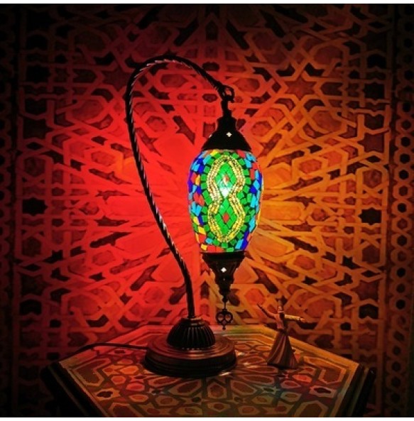 New Turkish mosaic swan table Lamp vintage art deco Handcrafted lamparas de mesa mosaicos Glass romantic bed light lamparas con