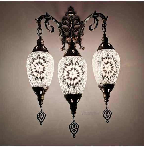 3 Heads Turkish Mosaic Wall Lamps Luminaria Applique Murale Intérieur Led Lampara Bedroom Living Room Balcony Aisle Decor Light