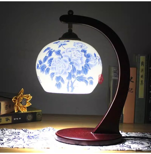 Chinese Vintage Ceramic Table Lamp Bedside Light Living Room Study Room Kids Room Retro Fashion Ceramic Table Lamp