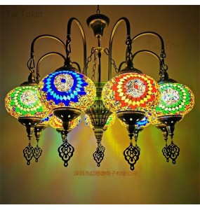 7/9 heads big size Turkish mosaic chandelier Lamp vintage art deco Handcrafted lamparas de mesa mosaic Glass romantic  light