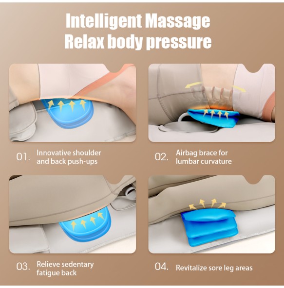 Jinkairui Airbag Heated Neck Massager Full Body Massage Mat Mattress Traction Lumbar Vibration with Remote Controller