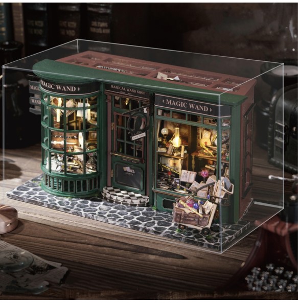 Magic Shop DIY Wooden Dollhouse Miniature Doll House Kit with Furniture Roombox Retro Home Model Toy for Children Gift