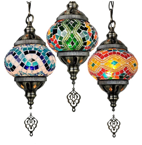 Newest Mediterranean Style Art Deco Turkish Mosaic Pendant Lamp Handcrafted Mosaic Glass Romantic Pendant Light