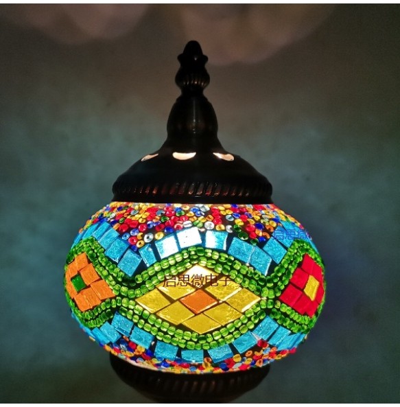 E14 Newest Mediterranean Style Art Deco Turkish Mosaic Table Lamp Handcrafted Mosaic Glass Romantic Bed Light