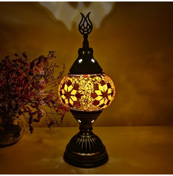 USB Rechargeable Night Lamp Mosaic Table Lamp Vintage Deco Handcrafted Lamparas De Mesa Glass Romantic Bed Light Con Mosaicos