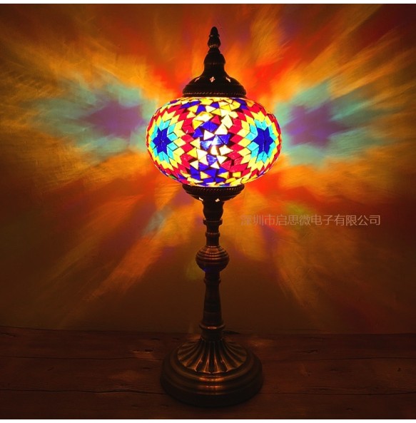 Turkish mosaic table Lamp vintage art deco Handcrafted lamparas de mesa E14 Glass romantic bed light lamparas con mosaicos