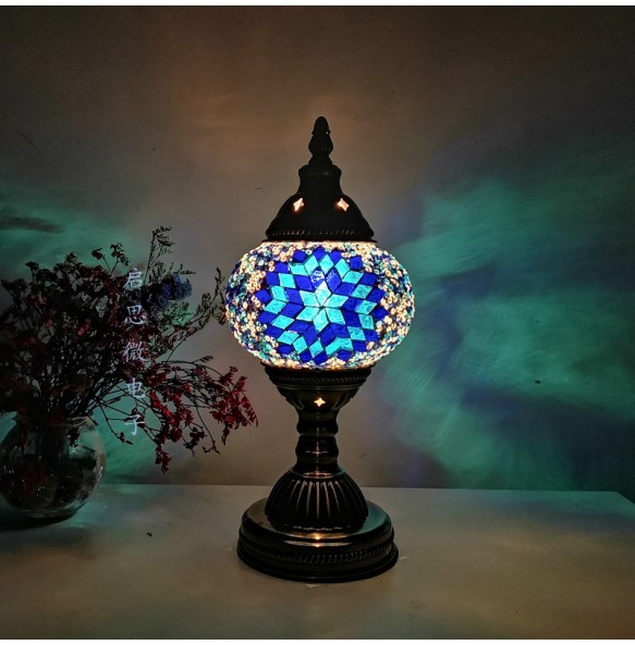 Rechargeable Turkish mosaic table Lamp vintage art deco Handcrafted lamparas de mesa Glass romantic bed light con mosaicos