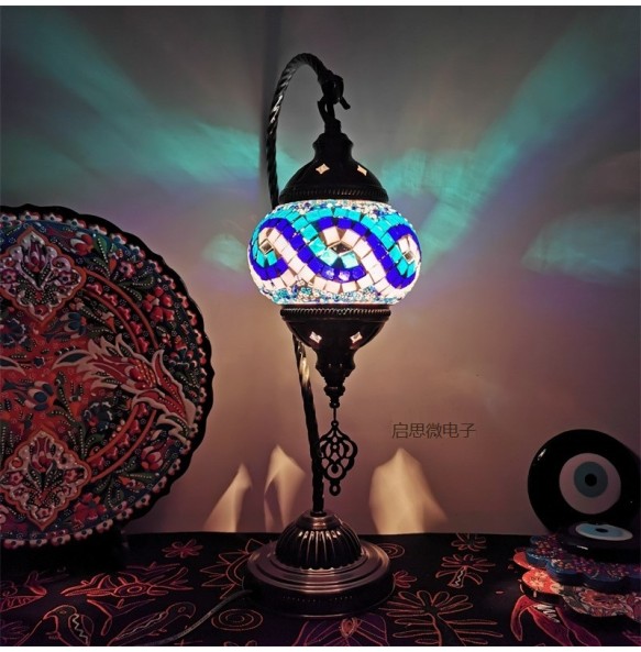 Newest Mediterranean style Art Deco Turkish Mosaic Table Lamp Handcrafted mosaic Glass romantic bed light Swan light