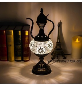 Newest Mediterranean style Art Deco Turkish Mosaic Table Lamp Handcrafted mosaic Glass romantic bed light