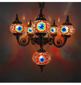 New Style Hand-inlaid Glass Mosaic Lamp Romantic Cafe Restaurant Bar Hotel Chandeliers Mediterranean Style Turkish Lighting