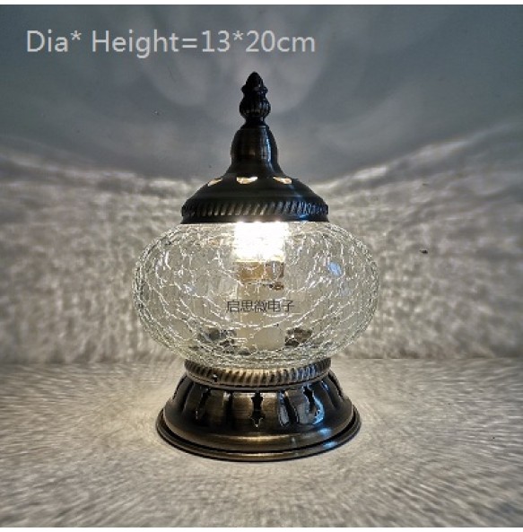 Creative Holiday Retro ice-cracked Table Lamps Clear Turkish Lamp Night Light Bedroom Desk Lighting Home Decoration