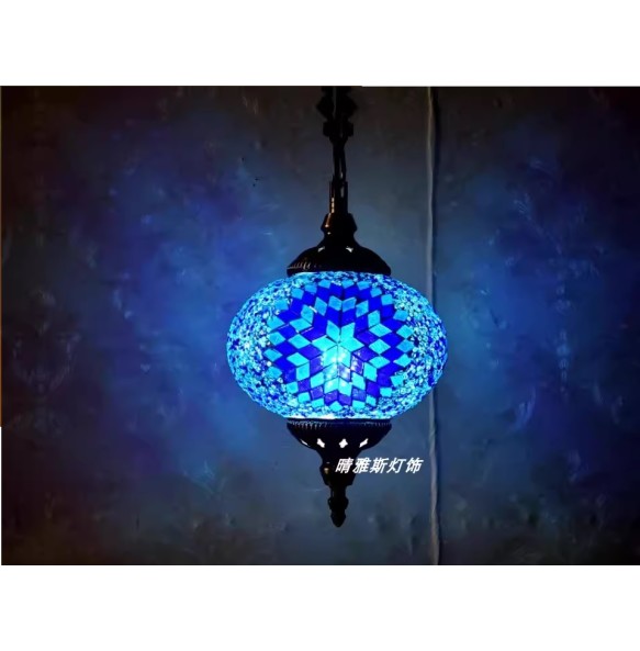 Turkish Mosaic Pendant Lamp Vintage Art Deco Handcrafted Lamparas De Mesa Glass Romantic Light Lamparas Con Mosaicos Home Decor