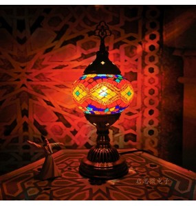 Newest Turkish mosaic table Lamp vintage art deco Handcrafted lamparas de mesa Glass romantic bed light lamparas con mosaicos