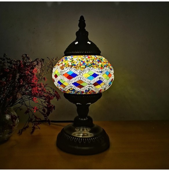 Newest E14 Hand-inlaid glass mosaic bedroom living room decorative Table Lamps of Mediterranean style Turkish Lamps