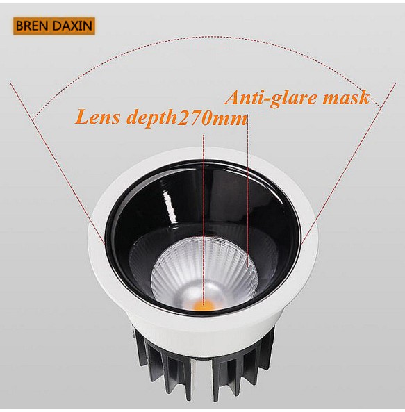 Dimable COB down light LED ceiling lamp AC220V LED anti-glare embedded Shoot light 9W 12W15W  lamp for living room hotel bedroom