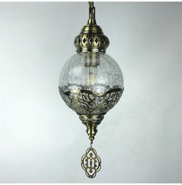 Newest Style Turkey Ethnic Customs Handmade Lamp Romantic Cafe Restaurant Bar Tree Pendant Light Ice Cracked Glass Pendant Lampe