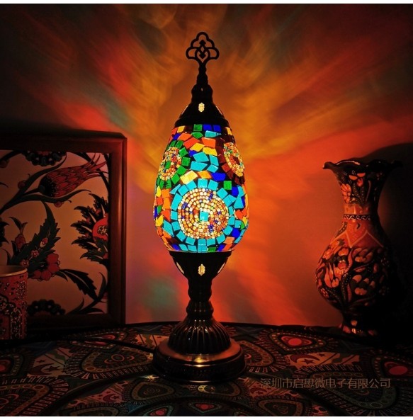 Turkish Table Lamp Vintage Art Deco Handcrafted Lamparas De Mesa Mosaic Glass Romantic Bed Light Lamparas Con  Night Lampe