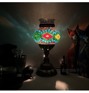 Turkish Mosaic Aroma Table Lamp Vintage Art Deco Handcrafted Lamparas De Mesa Glass Romantic Bed Light Lamparas Con Mosaicos