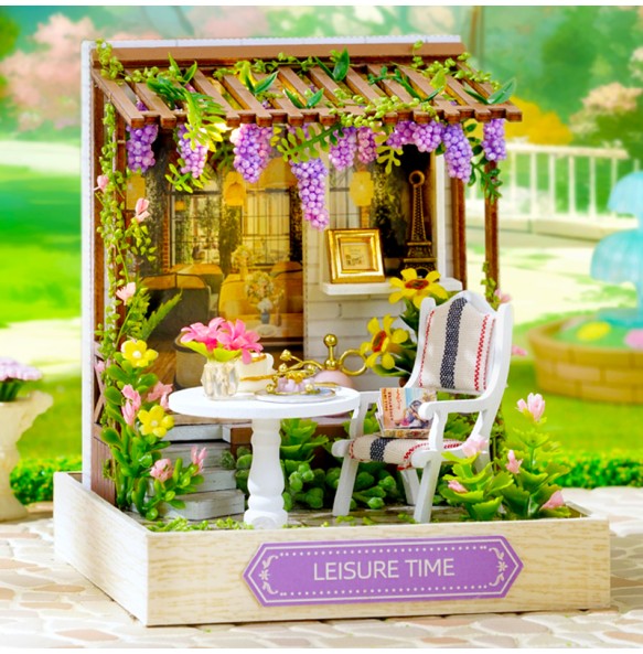 DIY Wooden Dollhouse Moon Magic Room Mini Roombox Miniature Doll Houses Building Kits with Furniture LED Light for Birthday Gift