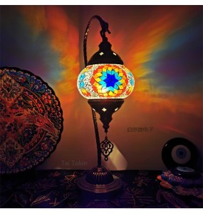 Newest Mediterranean style Art Deco Turkish Mosaic Table Lamp Handcrafted mosaic Glass romantic bed light Swan light