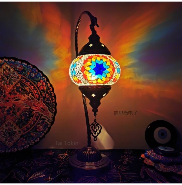 Newest Mediterranean style Art Deco Turkish Mosaic Table Lamp Handcrafted mosaic Glass romantic bed light Swan light