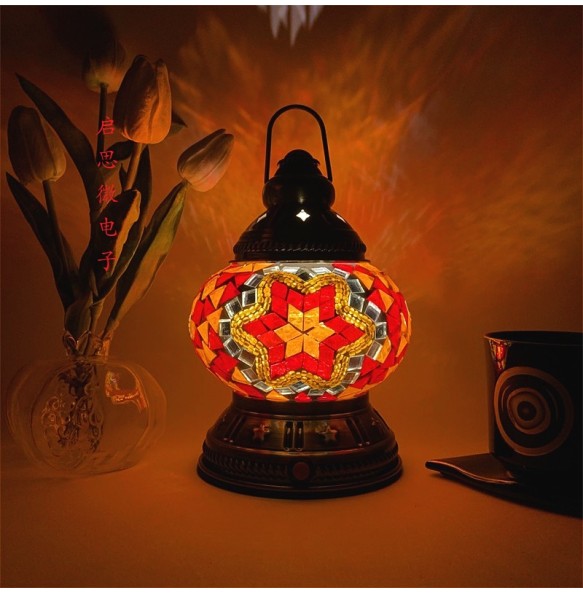 Rechargeable Turkish Mosaic Table Lamp Deco Handcrafted Lampe Abajur Para Quarto Bed Night Light Lampara De Noche Dormitorio