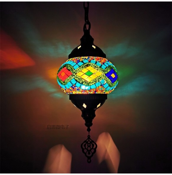 Newest Mediterranean Style Art Deco Turkish Mosaic Pendant Lamp Handcrafted Mosaic Glass Romantic Pendant Light