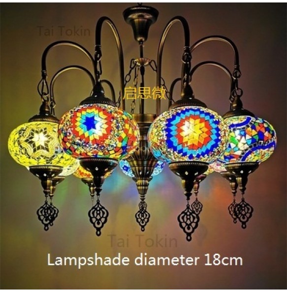 7/9 heads big size Turkish mosaic chandelier Lamp vintage art deco Handcrafted lamparas de mesa mosaic Glass romantic  light