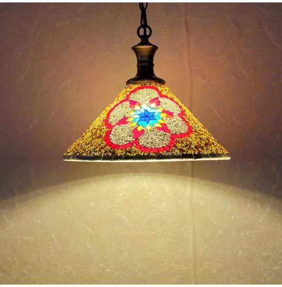 New Style Turkish Mosaic Pendant Lamp Vintage Art Deco Handcrafted Lamparas De Mesa Glass Romantic Light Lamparas Con Mosaicos