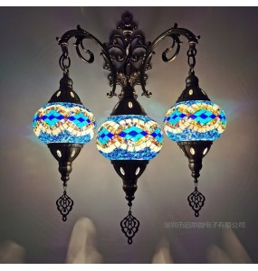 3 Heads New Mediterranean style Art Deco Turkish Mosaic Wall Lamp Handcrafted mosaic Glass romantic wall light