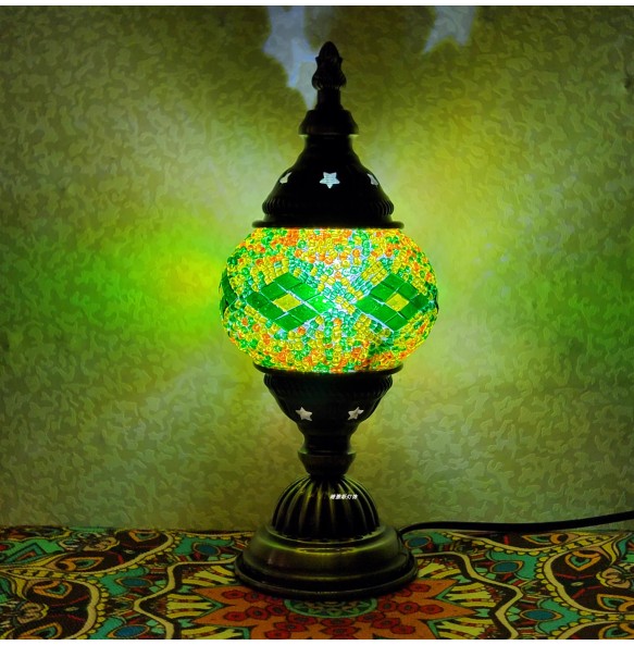 Newest Turkish Mosaic Table Lamp Vintage Art Deco Handcrafted Lamparas De Mesa Ball Glass Romantic Bed Light Led Night Lampe