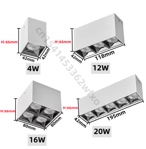 Dimmable downlight Square AC110V-220V LED sky light No main light anti-glare COB spot light grille light Indoor lighting bulb