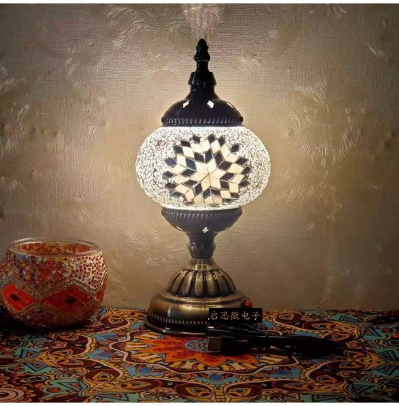 DIY USB Rechargeable Turkish Mosaic Table Lamp Handcrafted Camping Light Gift For Kids Lamparas Bedroom Decoration Night Light