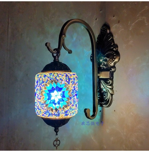 Newest Led Wall Lamp Mediterranean Style Art Deco Turkish Mosaic Wall Lampe Handcrafted  Glass Romantic Light Home Decor