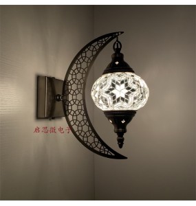 Newest Mediterranean style Art Deco Turkish Mosaic Moon Wall Lamp Handcrafted Mosaic Glass Romantic Wall Light