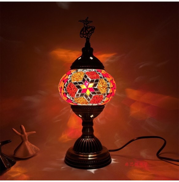 Turkish Swirling Dance Mosaic Table Lamp Vntage Deco Handmade Lamparas De Mesa Glass Romantic Bed Light Lampe Con Mosaicos