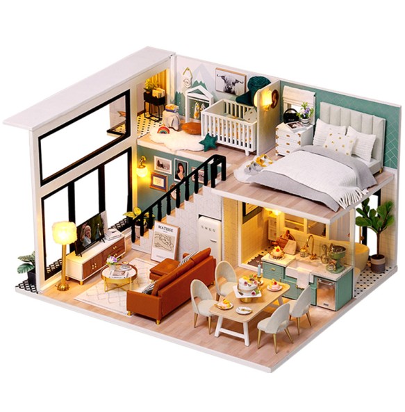 CUTEBEE DIY Dollhouse Wooden Doll Houses Miniature Doll House Furniture Kit Casa Music Led Toys for Children Birthday Gift L32