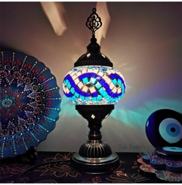 E14 Newest Mediterranean Style Art Deco Turkish Mosaic Table Lamp Handcrafted Mosaic Glass Romantic Bed Light